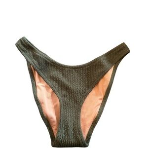 J. Crew Olive Green Textured High Cut Cheeky Coverage Size Small BC050 NEW